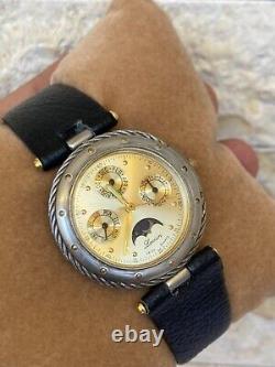 Vintage Lavian Watch chronograph 18K GOLD PLATED 1043 M Swiss Quartz RARE 36MM