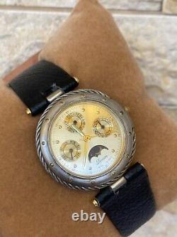 Vintage Lavian Watch chronograph 18K GOLD PLATED 1043 M Swiss Quartz RARE 36MM