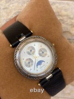 Vintage Lavian Watch chronograph 18K GOLD PLATED 1043 M Swiss Quartz RARE 36MM