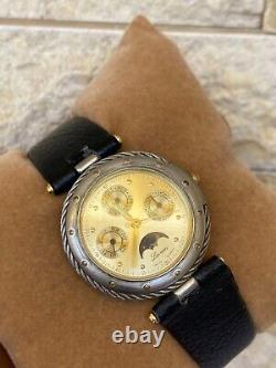 Vintage Lavian Watch chronograph 18K GOLD PLATED 1043 M Swiss Quartz RARE 36MM