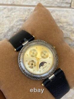 Vintage Lavian Watch chronograph 18K GOLD PLATED 1043 M Swiss Quartz RARE 36MM