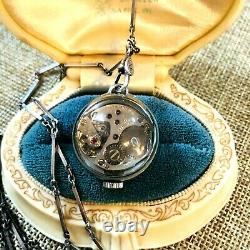 Vintage Lugran Swiss Made Pendant Bubble Watch on Chain Rare See Thu Back