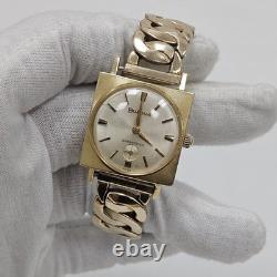 Vintage Men's Bulova 18k Solid Gold Rare M6 1966 17J 10CL Swiss Mechanical Wind