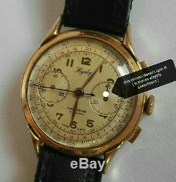 Vintage Men's Golden Chronograph Hayaly Hand Winding Rare Swiss Made Watch 37mm
