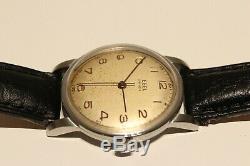 Vintage Military Style Rare Swiss 33.5 MM Men's Mechanical Watch Ebel Cal. 104