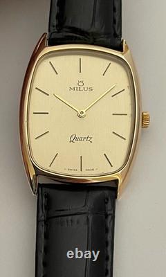 Vintage Milus Quartz Watch Swiss Made Classic Dial Milus Quartz Mens Watch RARE