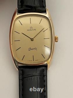 Vintage Milus Quartz Watch Swiss Made Classic Dial Milus Quartz Mens Watch RARE