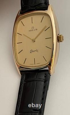 Vintage Milus Quartz Watch Swiss Made Classic Dial Milus Quartz Mens Watch RARE