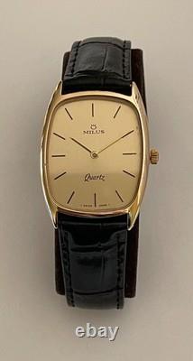 Vintage Milus Quartz Watch Swiss Made Classic Dial Milus Quartz Mens Watch RARE