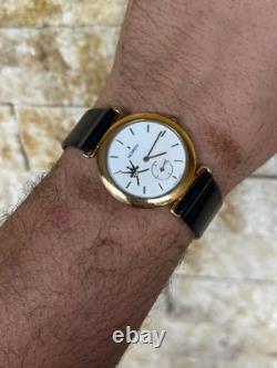 Vintage Movado Watch Very Rare Oman Logo Swiss Made Quartz 33mm Gold Plated Rare