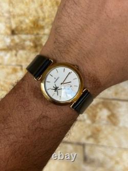 Vintage Movado Watch Very Rare Oman Logo Swiss Made Quartz 33mm Gold Plated Rare