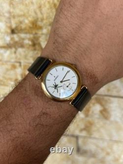 Vintage Movado Watch Very Rare Oman Logo Swiss Made Quartz 33mm Gold Plated Rare