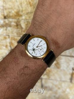 Vintage Movado Watch Very Rare Oman Logo Swiss Made Quartz 33mm Gold Plated Rare