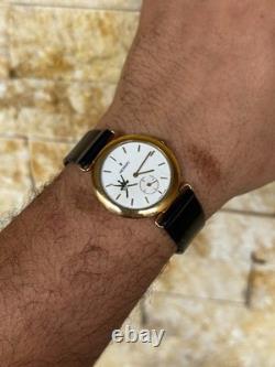 Vintage Movado Watch Very Rare Oman Logo Swiss Made Quartz 33mm Gold Plated Rare