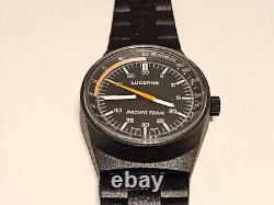 Vintage Nos Rare Sport Racing Plastic Swiss Men's Watch Lucerneracing Team