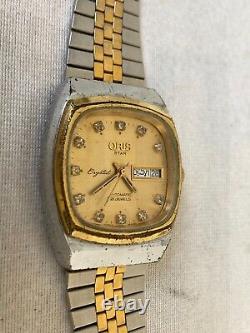 Vintage Oris Star Watch Crystal Automatic Day Date 21 Jewels 1970s Swiss Rare