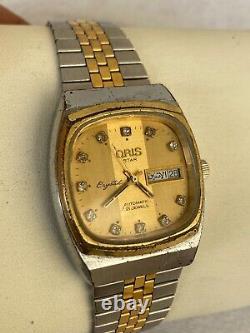 Vintage Oris Star Watch Crystal Automatic Day Date 21 Jewels 1970s Swiss Rare