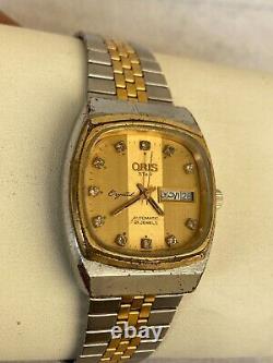 Vintage Oris Star Watch Crystal Automatic Day Date 21 Jewels 1970s Swiss Rare