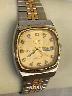 Vintage Oris Star Watch Crystal Automatic Day Date 21 Jewels 1970s Swiss Rare