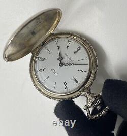 Vintage Pocket Watch Mechanical Bergland Silver Plated Floral Swiss Rare Old 20c