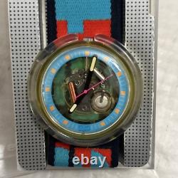 Vintage Pop Swatch Bungy Swiss Wrist Watch Skeleton PWBK 126 AG1989 RARE WORKS