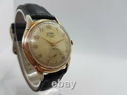 Vintage RARE 1940's WWII Era OVERSIZED 35 MM Gents Swiss Made Technos 21 Jewels