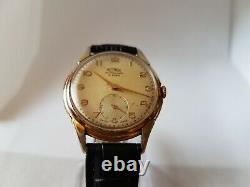 Vintage RARE 1940's WWII Era OVERSIZED 35 MM Gents Swiss Made Technos 21 Jewels