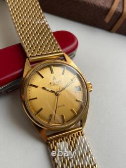 Vintage RARE BEATIFUL WRISTWATCH ATLANTIC 3409 AU SWISS MADE CAL FHF ST 969-4N