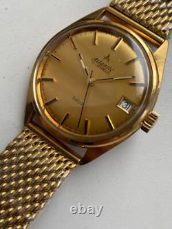 Vintage RARE BEATIFUL WRISTWATCH ATLANTIC 3409 AU SWISS MADE CAL FHF ST 969-4N