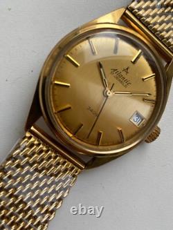 Vintage RARE BEATIFUL WRISTWATCH ATLANTIC 3409 AU SWISS MADE CAL FHF ST 969-4N