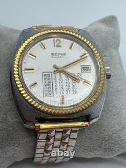 Vintage RARE Bertmar Calendar Automatic Swiss Two Tone Watch WORKS