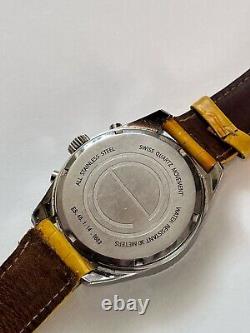 Vintage RARE ESQUIRE MOVADO Swiss Watch for Men Yellow Leather Wristband