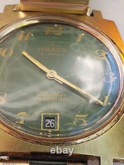 Vintage RARE ITRACO 17J INCABLOC ULTRUTHIN 10K G. F. TOP CAPS swiss wristwatch