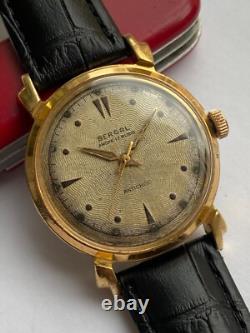 Vintage RARE MEN WATCH BERGAL ANCRE SWISS 17 JEWELS GOLD PLATED AU CAL FEMGA 520