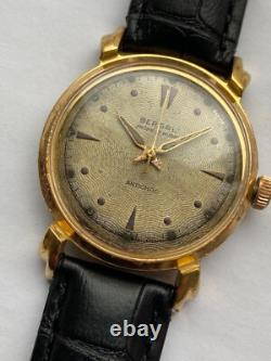 Vintage RARE MEN WATCH BERGAL ANCRE SWISS 17 JEWELS GOLD PLATED AU CAL FEMGA 520