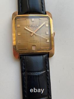 Vintage RARE MEN WATCH VIALUX SUPER 17 JEWELS SWISS AU G 10 CAL FHF ST 96-4