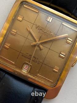 Vintage RARE MEN WATCH VIALUX SUPER 17 JEWELS SWISS AU G 10 CAL FHF ST 96-4