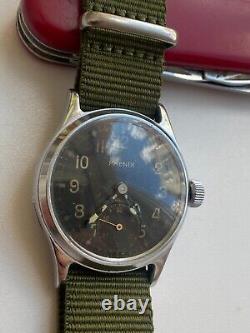 Vintage RARE Men PHENIX 15 jewels Wrist Watch RRR MILITARY SWISS AS 1130 BLACK D