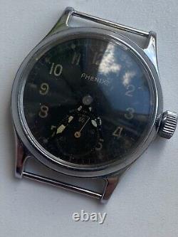 Vintage RARE Men PHENIX 15 jewels Wrist Watch RRR MILITARY SWISS AS 1130 BLACK D