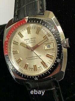 Vintage RARE Men WATCH EDEN MATIC 21 JEWELS AUTOMATIC DIVER DATE RRR SALE SWISS