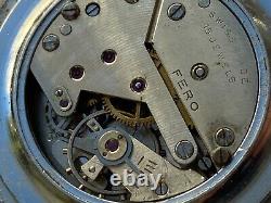 Vintage RARE Men WATCH FERO 15 JEWELS SWISS MADE OVERSIZE 38 MM FOR PARTS WW2