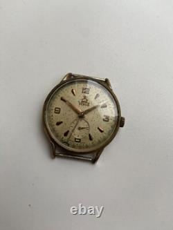 Vintage RARE Men Wrist Watch VENUS 19 RUBIS SWISS GOLD PL G POINTER DATE FHF 70