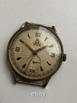 Vintage RARE Men Wrist Watch VENUS 19 RUBIS SWISS GOLD PL G POINTER DATE FHF 70