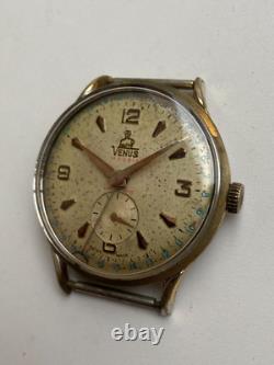 Vintage RARE Men Wrist Watch VENUS 19 RUBIS SWISS GOLD PL G POINTER DATE FHF 70