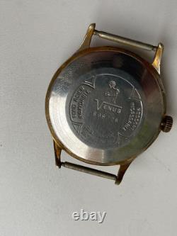Vintage RARE Men Wrist Watch VENUS 19 RUBIS SWISS GOLD PL G POINTER DATE FHF 70