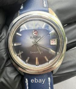 Vintage Rado Space Wing Automatic Watch Blue Gradient Dial Rare 1970s Swiss