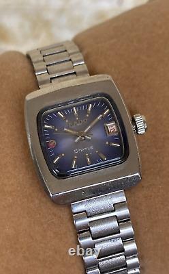 Vintage Rado Starlet Watch Ladies Blue 1970's Automatic Swiss Made 25mm So Rare