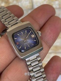 Vintage Rado Starlet Watch Ladies Blue 1970's Automatic Swiss Made 25mm So Rare