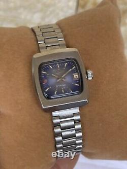 Vintage Rado Starlet Watch Ladies Blue 1970's Automatic Swiss Made 25mm So Rare