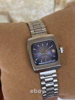 Vintage Rado Starlet Watch Ladies Blue 1970's Automatic Swiss Made 25mm So Rare